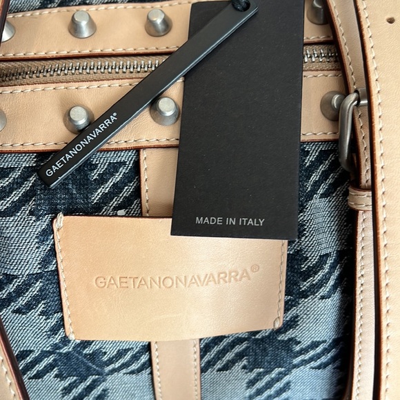 GAETANO NAVARRA LINEA TATIJEANS JACQUARD JEANS AND NATUAL CALF LEATHER BAG - Picture 6 of 15